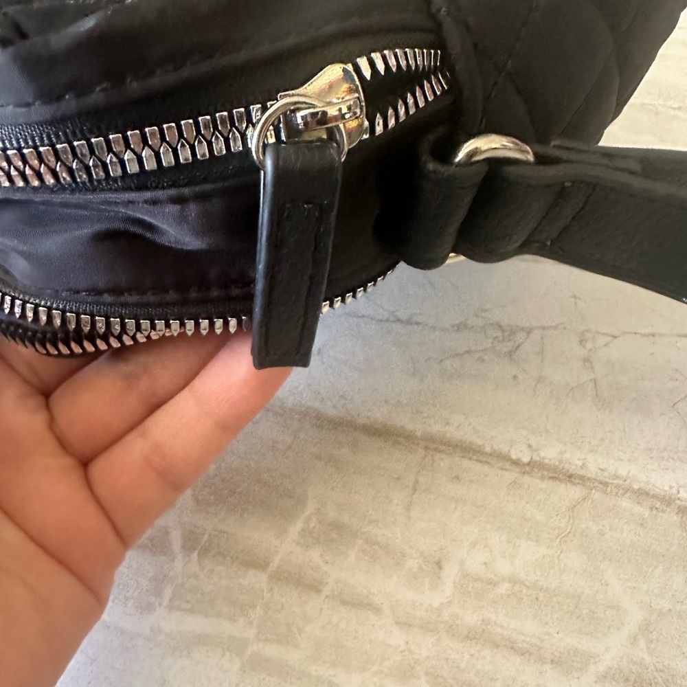 Vince Camuto Black Quilted Bag with Silver Accents